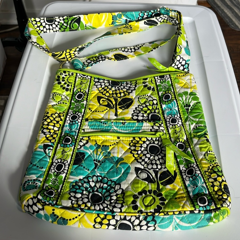 Vera Bradley Retired Lime Up Hipster Cross Body Purse & coin Purse Green Yellow - Picture 1 of 10